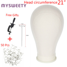 21" Canvas Block Head For Hair Extension Lace Wigs Display Styling Mannequin Manikin Head Wig Stand Fress Get T Needle Holder