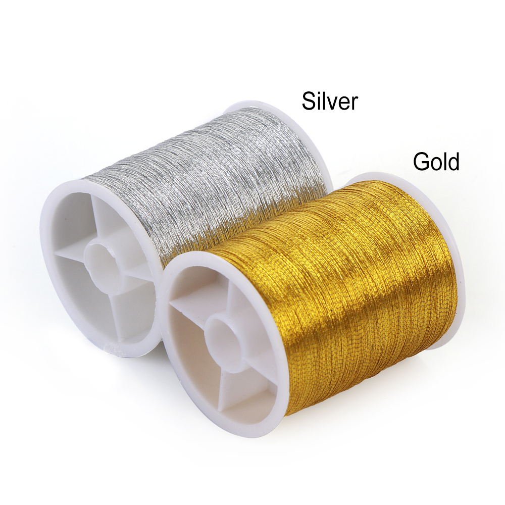 100 Meters/Roll Gold/Silver Polyester Cross Stitch Strong Threads Durable Overlocking Sewing Machine Threads Sewing Supplies