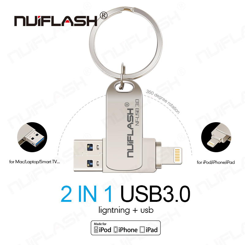 nuiflash Usb Flash Drive pendrive For iPhone 6series/7/7Plus/8/X Usb/Otg/Lightning Pen Drive For iOS External Storage Devices