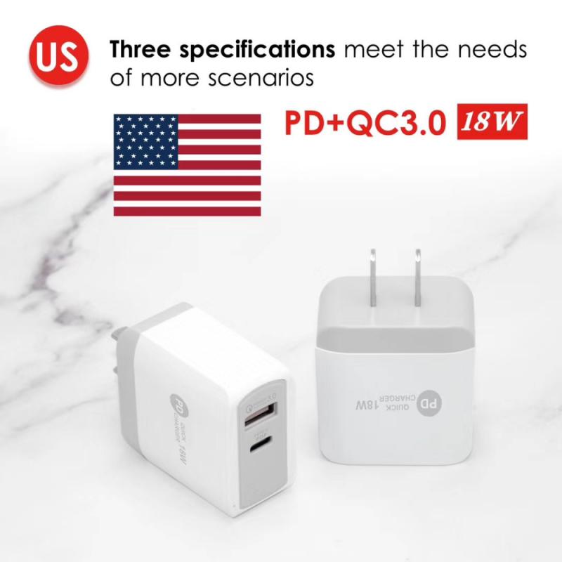 PD 18W Type-C Charger Compatible With QC3.0 Fast Charging USB Mobile Phone Charger For Most Smart Phones Digital Products 1pc