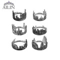 AILIN Custom 925 Sterling Silver City Skyline Rings Men Women Personalized Engraving Ring Name Church Customized Jewelry Gifts