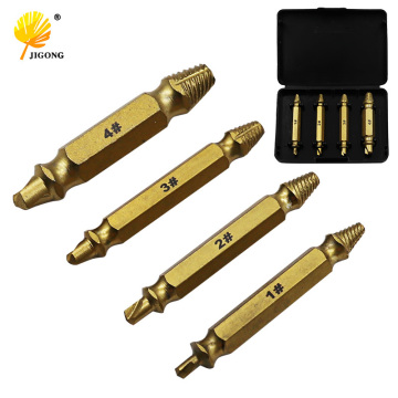 4pcs Titanium Broken Bolt Damage Screw Remover Extractor Drill Bits Easy Out Stud Reverse