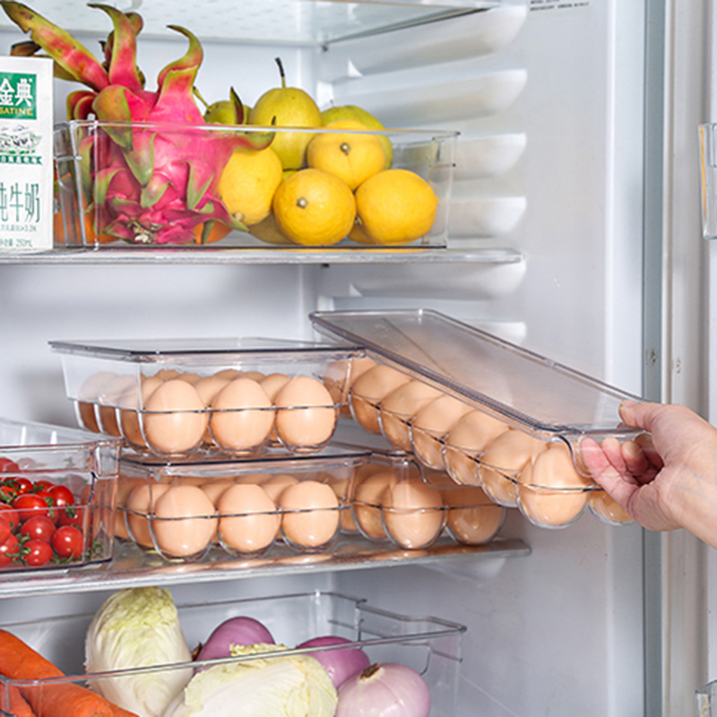 Refrigerator Organizer Bins Clear Fruit Food Jars Storage Box with Handle for Freezer Cabinet Kitchen Accessories Organization