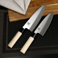 BIGSUNNY Set of 2 Pcs Sashimi Knife Set German Steel Sushi and Deba Knife Japanese Knife Set Wood Handle