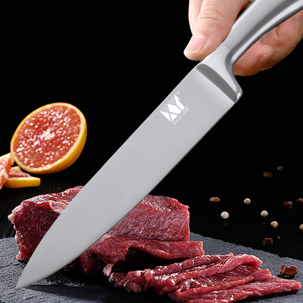 XYj 7cr17 Stainless Steel Kitchen Knives Set Fruit Utility Santoku Chef Slicing Bread Cooking Knife One Piece Structure Knives