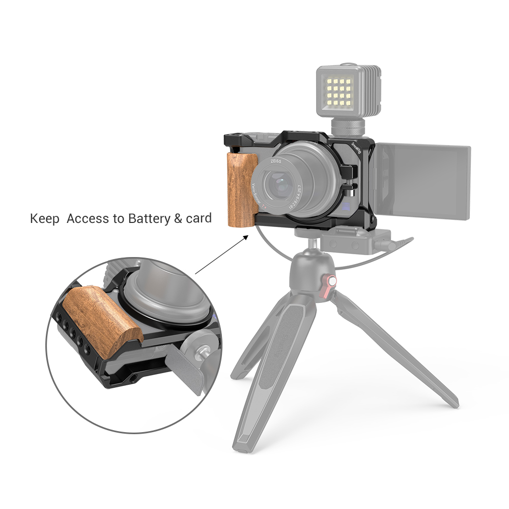 SmallRig ZV1 Camera Vlog Cage with Wooden Handgrip for Sony ZV1 Camera Vlogging Cage Light Weight 2937