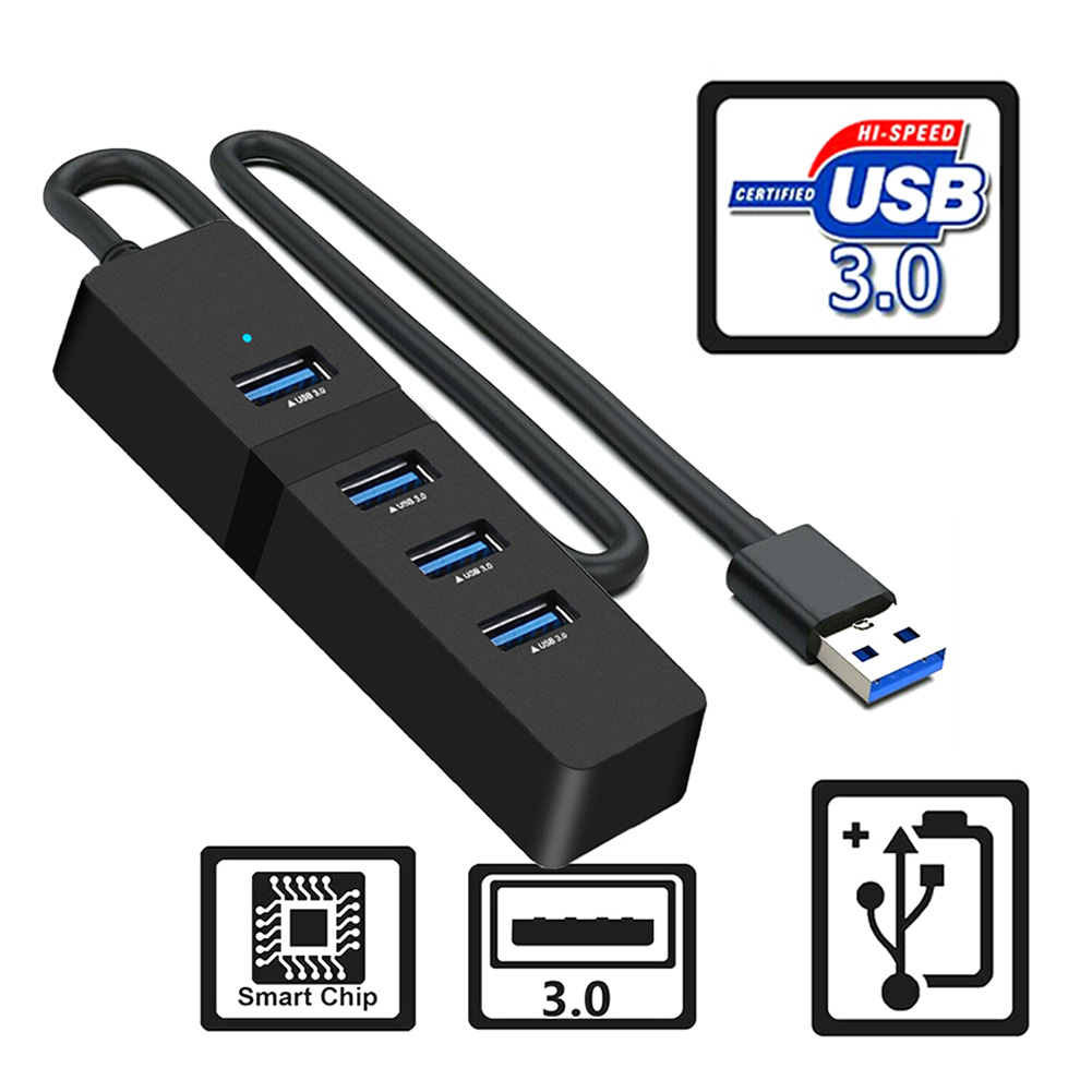 4 Port Computer Adapter Splitter Extender Laptop Expander Multiple Drive Free Networking Keyboard Mouse USB3.0 Hub High Speed