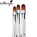 Monja 3pcs Nail Art Metal Handle Acrylic UV Gel Extension Builder Petal Flower Painting Drawing Brush Manicure Tools