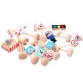 16PCS Colorful Wooden Street Traffic Signs Parking Scene Kids Children Educational Toy Set For Kids Birthday Gift Thomas Train