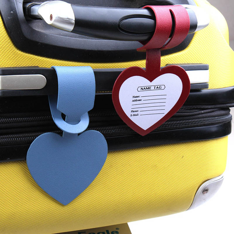 Loving Heart PU Luggage Tag Women Travel Accessories Silica Gel Suitcase ID Address Holder Baggage Boarding Tag Portable Label