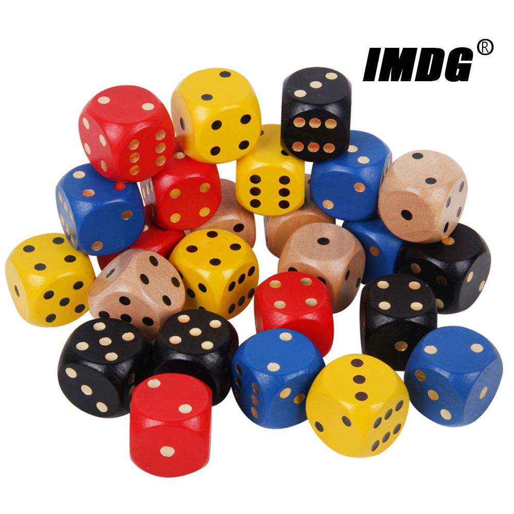 1PCS Wood Dice 35mm Big Colorful Solid Wooden Black Dot Game Rounded Dice Drinking Dice