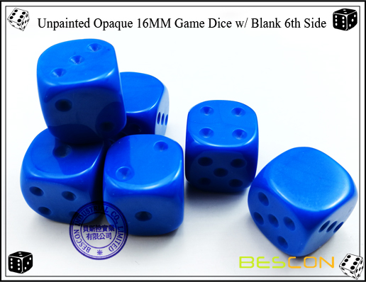 Unpainted Opaque Dice 16MM with Blank 6th Side-5