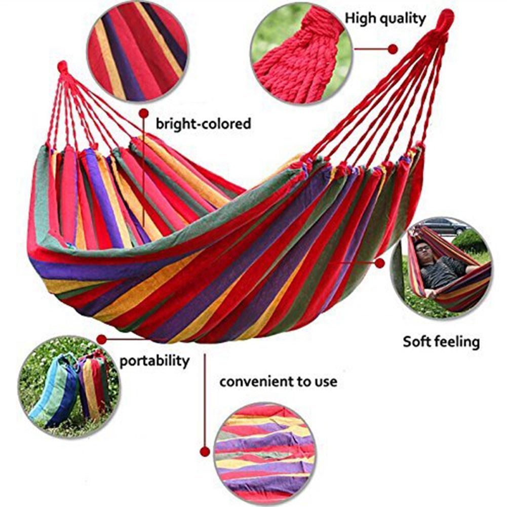 Outdoor Travel Hammock Indoor Household Garden Hanging Rope Chair Swing Chair Seat w/2 Ropes 190x100cm Portable Sleeping Bag
