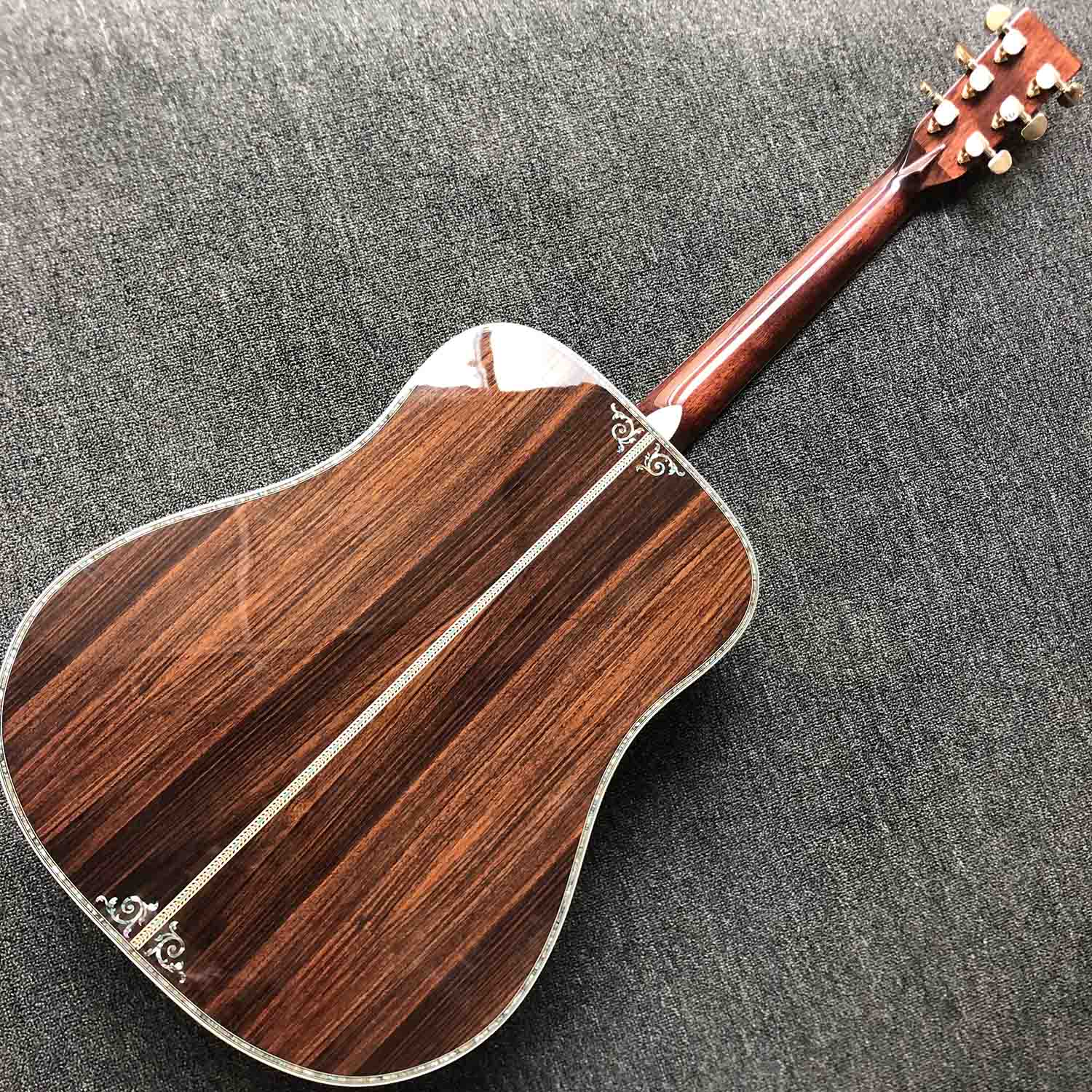 Custom Solid Spruce Top Deluxe Rosewood Back Side Full Abalone Binding Bone Nut Saddle Acoustic Guitar with Electronic EQ Pickup
