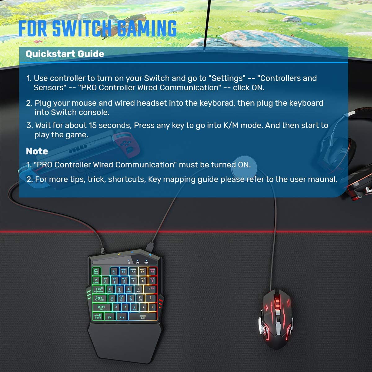 iFYOO Gaming Keyboard and Mouse Combo (Converter Build in) for PS4, PS3, Xbox One, Nintendo Switch, Xbox 360 Call of Duty/PUBG