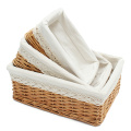 Multipurpose Rectangular Wicker Storage Basket with Removable Washable Liner Willow Woven Containers