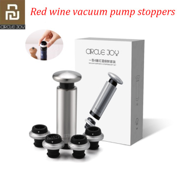 2020 Youpin CircleJoy Vacuum Wine Bottle Stopper Sealed Storage Memory Wine Stopper Wine Corks Stainless Steel Open Wine Bottle