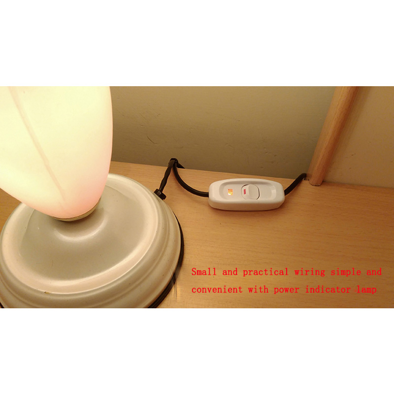 Pure Copper Inline Power Industrial Switch For Table Bedside Desk Lamp With LED Indicator Extension Cord Cable 110-250V 10A