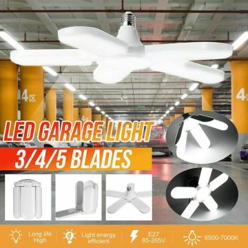 38/85W E26 E27 Indoor Deformable Folding Fan Blade LED Work Light 85-265V Folding Garage Lamp 360 Degree Adjustable Ceiling Lamp