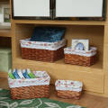 Pretty Natural small large Wicker Storage Basket With Natural Cotton Hemp Lining, white ,coffice ,brown for choice