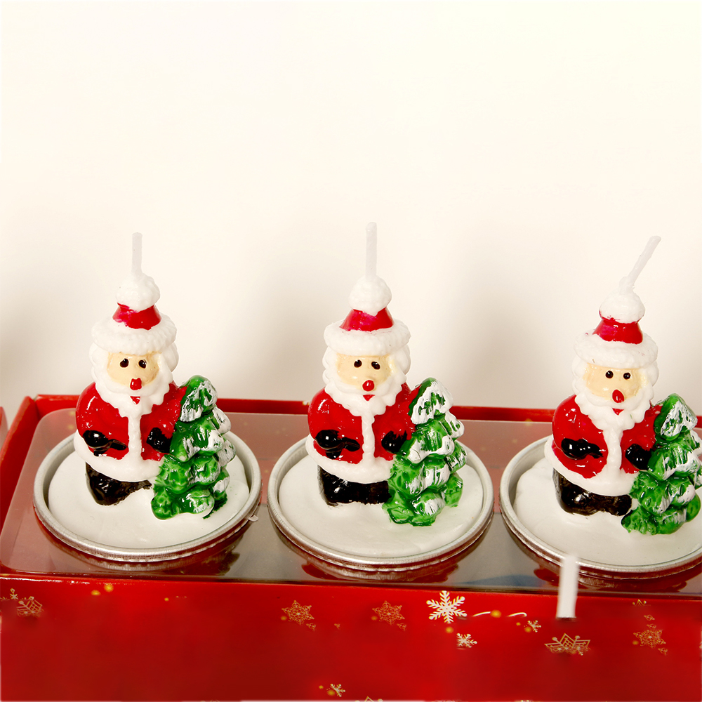3pcs/set Christmas Candles Creative Christmas Tree Paraffin Candle Xmas Home Party Decorative 2020 New Year Candle Ornaments