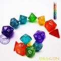 Bescon Unicorns Rainbow Sparkled Polyhedral D&D Dice Set of 7 Colorful RPG Role Playing Game Dice 7pcs Set