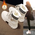 Warm Soft Black Beige ankle boots for women flats snow shoes woman snowshoes Thick Fur Sneakers waterproof zapatos de mujer 2021