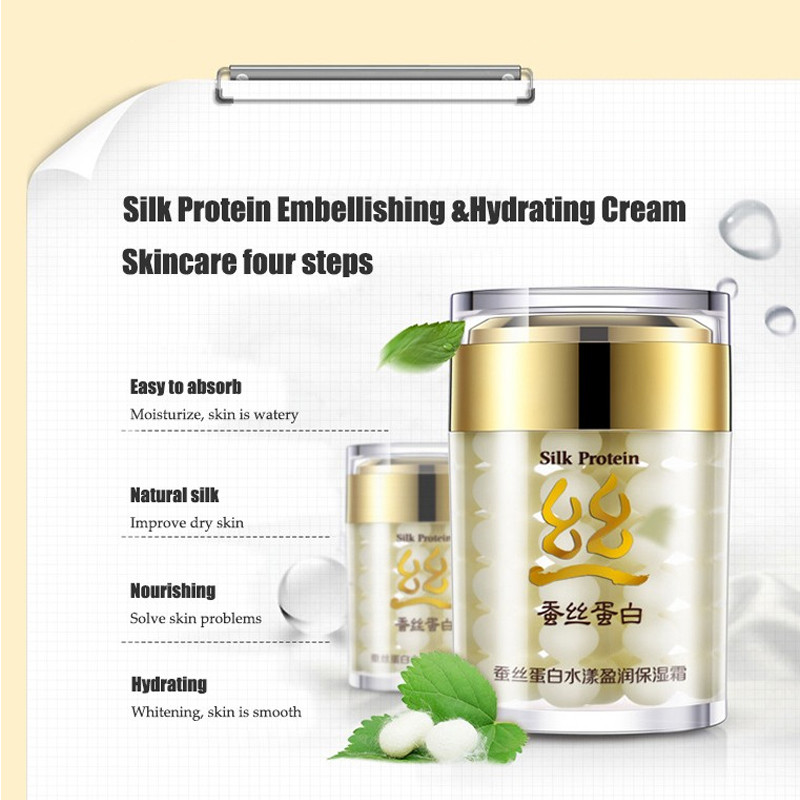 BIOAQUA Silk Protein Moisturing Snail Face Cream Whitening Cream Acne Scar Removal Cream Facial Firming Face Serum Skin Care