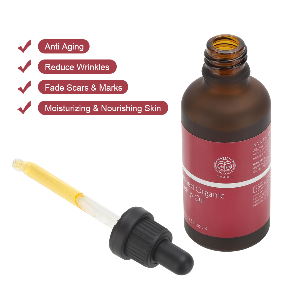 Pure Rosehip Oil Organic Moisturizing Ance Treatment Anti Aging Fineline Wrinkle Scar Repair Skin Essential Oil Skin Care