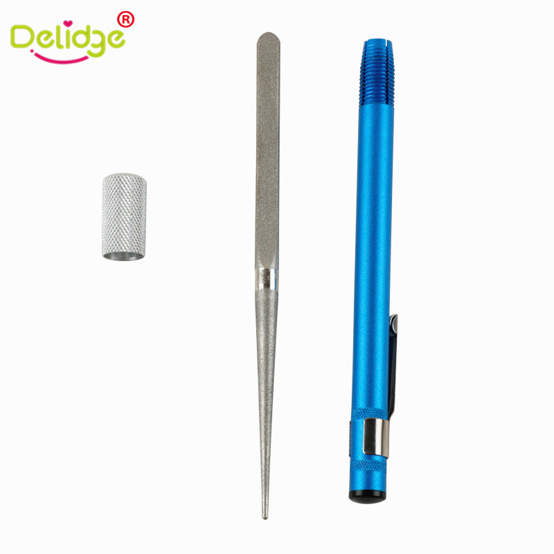 Delidge 1 Pc Pen Shape Knife Sharpener Kitchen Pocket Diamond Plated Fishing Hook Sharpener Grindstone Chisel Outdoor Tools