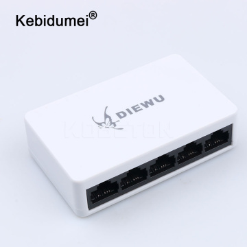 kebidumei High speed 100Mbps Mini 5 Ports portas Fast Ethernet LAN RJ45 Network Switch Switcher Hub Desktop PC US/EU adapter