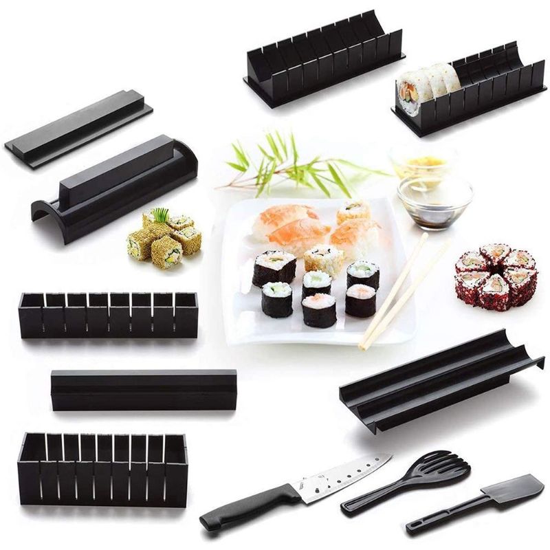 10pcs/set Sushi Maker Kit Japanese Rice Ball Roller Mold Multifunctional Mould Kitchen Cooking Tools