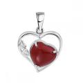 Red Jasper Love Heart Birthstone Pendant Gemstone Necklaces for Women