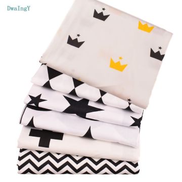 DwaIngY 6pcs/lot Black&white series Twill Cotton Fabric For Patchwork Cloth DIY Sewing/Quilting,Quarters Material Doll 20*25cm