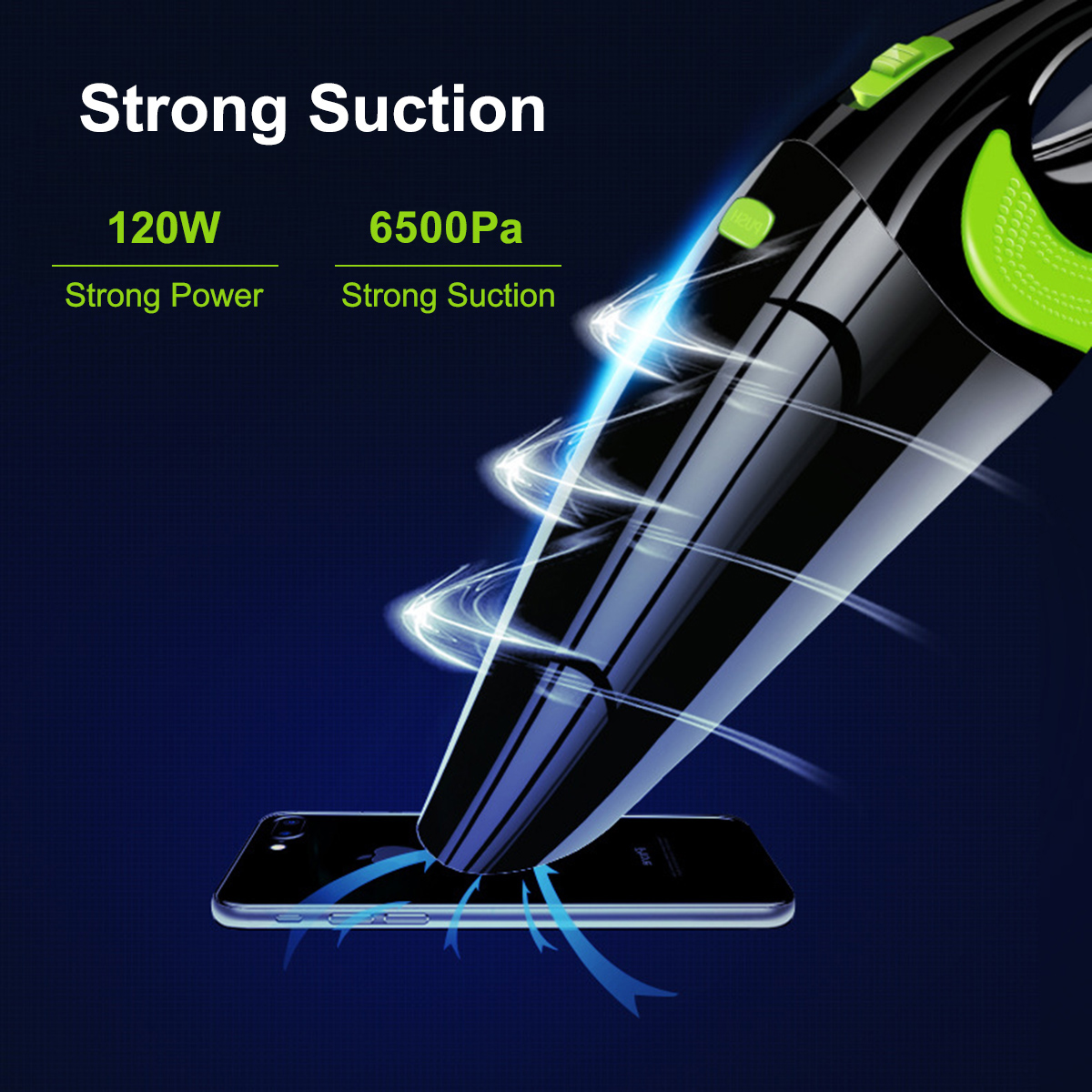 Wireless Home Car Vacuum Cleaner 120W USB Cordless 6500Pa High Power Wet Dry Portable Handheld Vacuum Cleaner