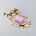 JIENI Golden Plated Bathroom Paper Holder Coat Hook Towel Rack Soap Dish Bath Hardware Set Accessories & Diamond Hardware Set