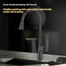 Hot cold water matter black pull-down kitchen faucet