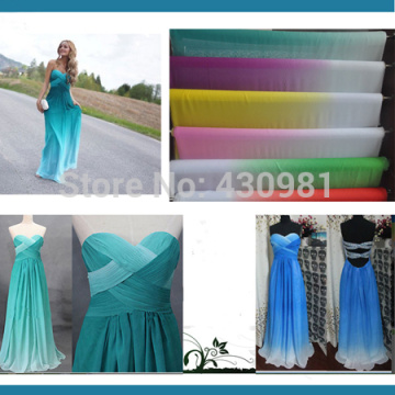 shade chifon material 2 tone 100D chiffon gradient tissu flowing evening dress fabric for wedding gowns tecido