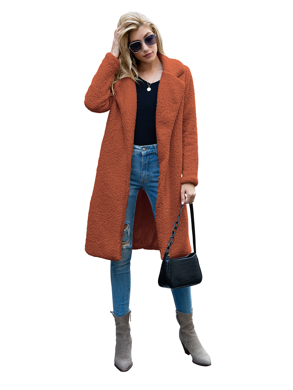 Long Coats Fleece Jackets Winter Warm Teddy Coat Cardigan Office Lady Sexy Women Wool Blends Full Tops Overcoats Plus Size