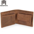 MISFITS NEW Genuine Leather Mens Wallets Crazy Horse Leather Men Wallet Coin Pocket and Card Holder High Quality Purses for Male