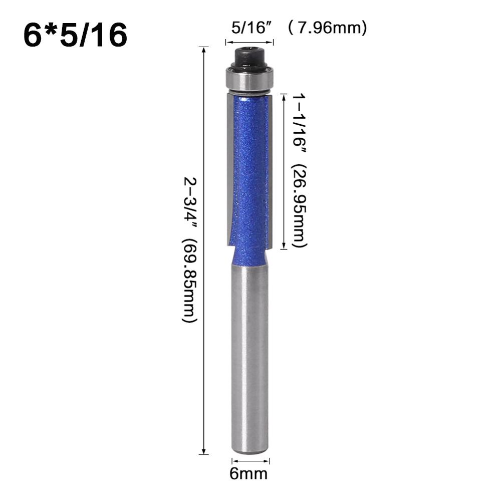 1pc 6mm 1/4" 8mm Shank Tungsten Straight End Mill Template Trim Hinge Mortising Router Bit Trimmer Cleaning Flush Trim Bits