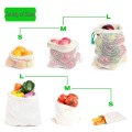 12 or 6 Pcs Cotton Mesh Drawstring Shopping Bags Reusable Produce Storage Bag Breathable Fruit Vegetable Muslin Bags