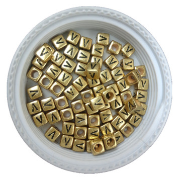 500pcs 2600pcs Cube Gold Alphabet Plastic V Beads 6*6MM Acrylic Letters Beads Single Initial Loose Lucite Bracelet Spacers