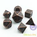Bescon New Style Antique Copper Solid Metal Polyhedral Dice Set of 7 Copper Metallic RPG Role Playing Game Dice 7pcs Set D4-D20