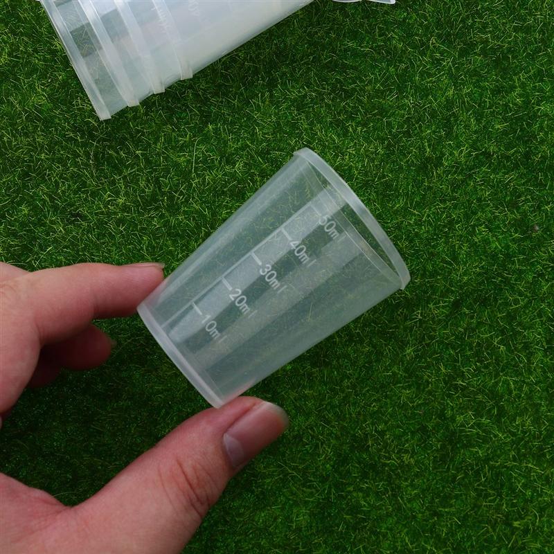 10pcs 100 ml 50ml Measuring Cups Mask Measuring Cup Set Polypropylene Beake Beaker PP Graduated Glass Plastics Laboratory Ware W