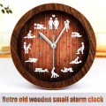 New Hot Round Desk Clocks 3D Original Wooden Alarm Clock Silent Table Clock SMD66