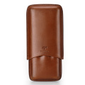 COHIBA Gadgets Brown Leather Cigar Case Holder Case 3 Tube Travel Cigar Case Humidor gift box CF-0402