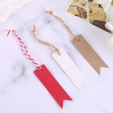 100pcs Blank Kraft Paper Gift Tags with Hemp Rope Wedding Party Favor Food Label Hang Price DIY Cards Craft