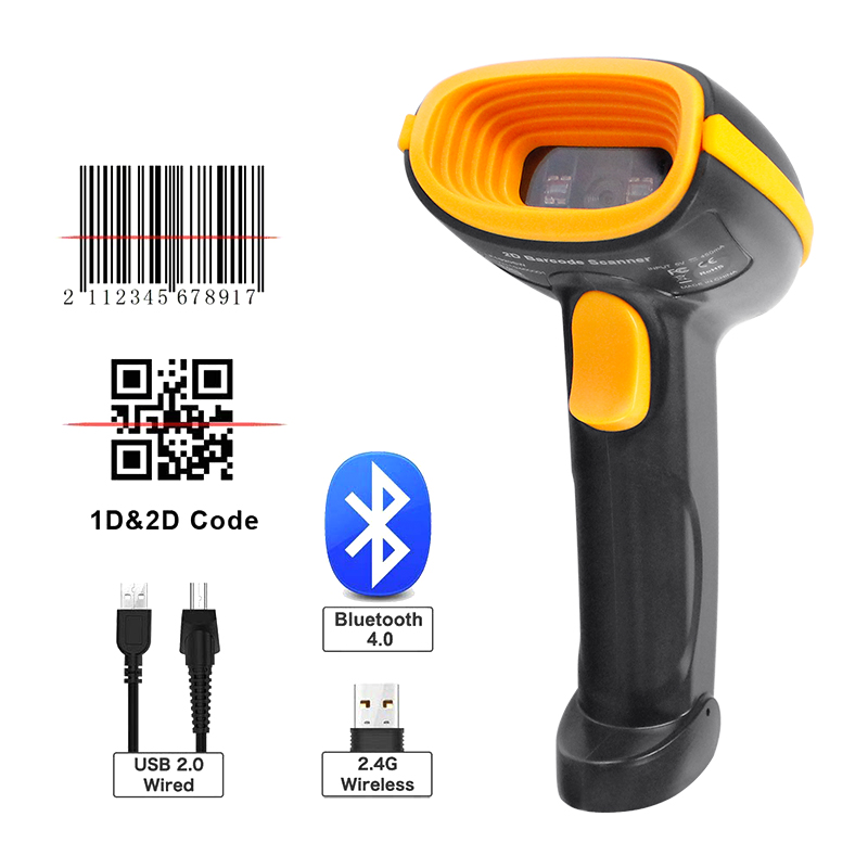 Handheld 2D Barcode Scanner Wired barcode scanner wireless 1D/2D QR Bar Code Reader for Inventory POS Terminal