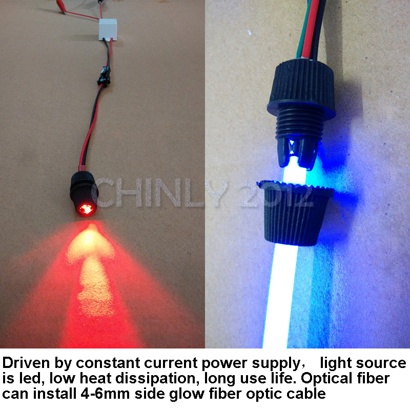 side glow fiber optic lights 2W DC 12V car / home decorative light illuminator constant current power supply +24 key remote RGB
